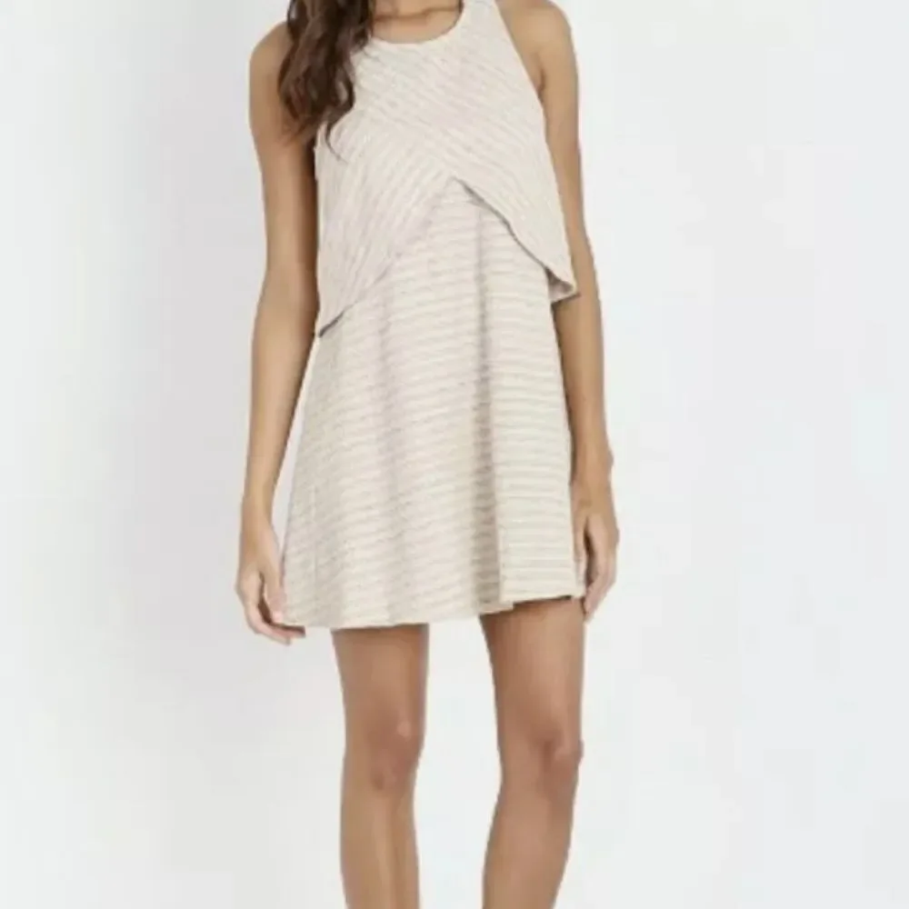 Free People Cream Linen/Cotton Mini Dress With Fun Back